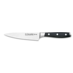 Toledo Chef’s Knife (13 cm / 5.12 in), POM Handle – Forged Stainless Steel – 3Claveles Spain – Front View