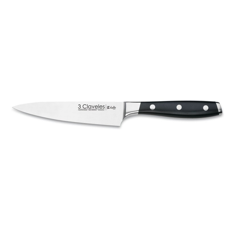 Toledo Chef’s Knife (13 cm / 5.12 in), POM Handle – Forged Stainless Steel – 3Claveles Spain – Front View