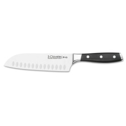 Toledo Santoku Knife (18 cm / (7.09 in), POM Handle – Forged Stainless Steel – 3Claveles Spain – Front View