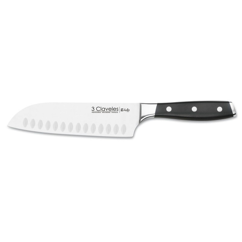 Cuchillo Santoku Toledo (18cm), POM-Forjado (acero inoxidable) - 3Claveles España - Frontal