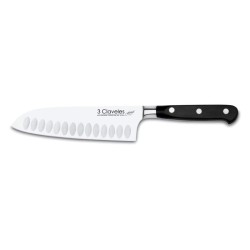 Forgé Santoku Knife (18 cm / (7.09 in), POM Handle – Forged Stainless Steel – 3Claveles Spain – Front View
