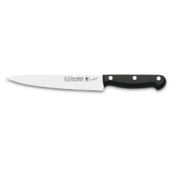 Uniblock Filleting Knife (17 cm / 6.69 in), POM Handle – Stamped Stainless Steel – 3Claveles Spain – Front View