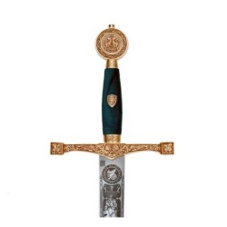 Espada Excalibur con grabado al ácido, oro (acero inoxidable) Marto Toledo - empuñadura
