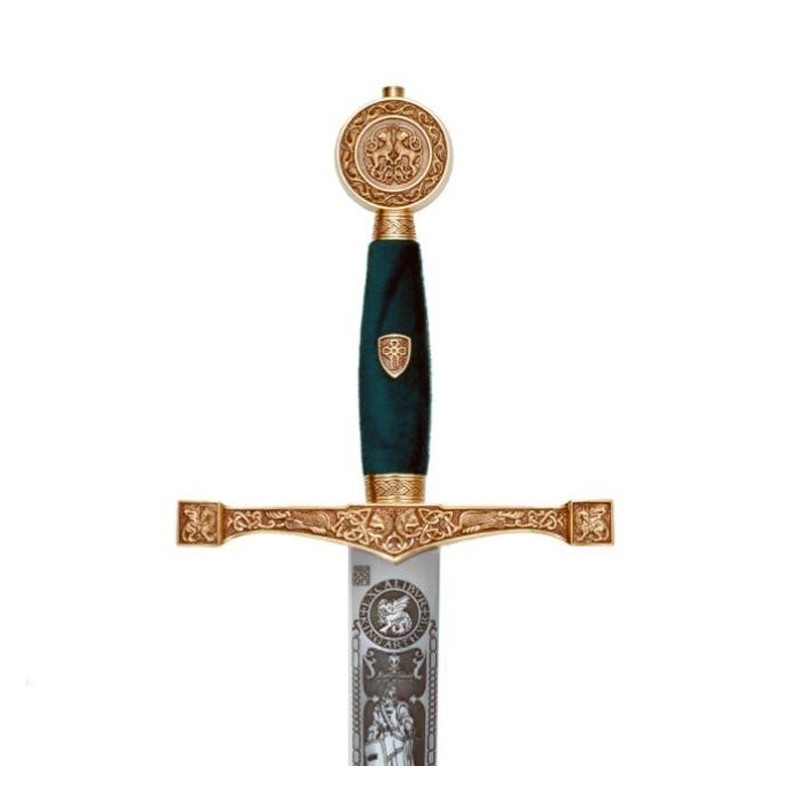 Espada Excalibur con grabado al ácido, oro (acero inoxidable) Marto Toledo - empuñadura