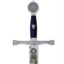 Espada Excalibur con grabado al ácido, plata (acero inoxidable) Marto Toledo - empuñadura
