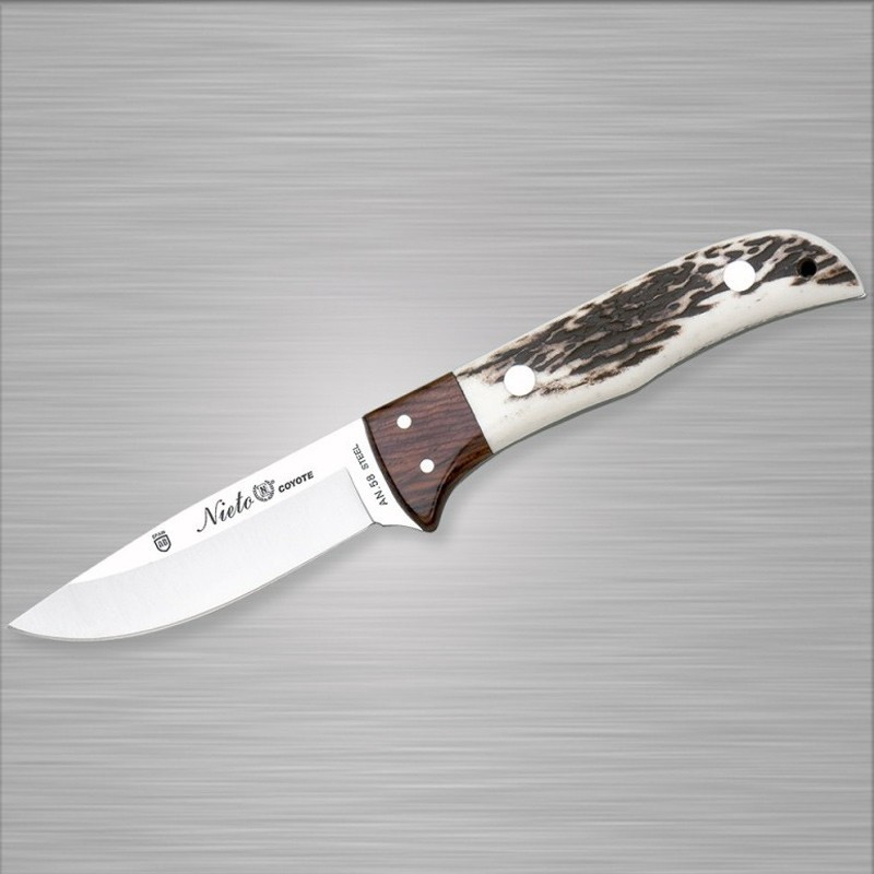 Cuchillo COYOTE (18cm), Asta de Ciervo y virola Palo Violeta (Mo-V (1.4116) - Nieto España - Frontal