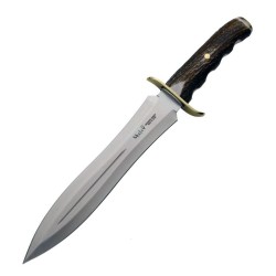 BOWIE-24A Knife (14.57 in), Brass and Deer Stag Horn Handle (Molybdenum Vanadium) – Muela Spain – Front View