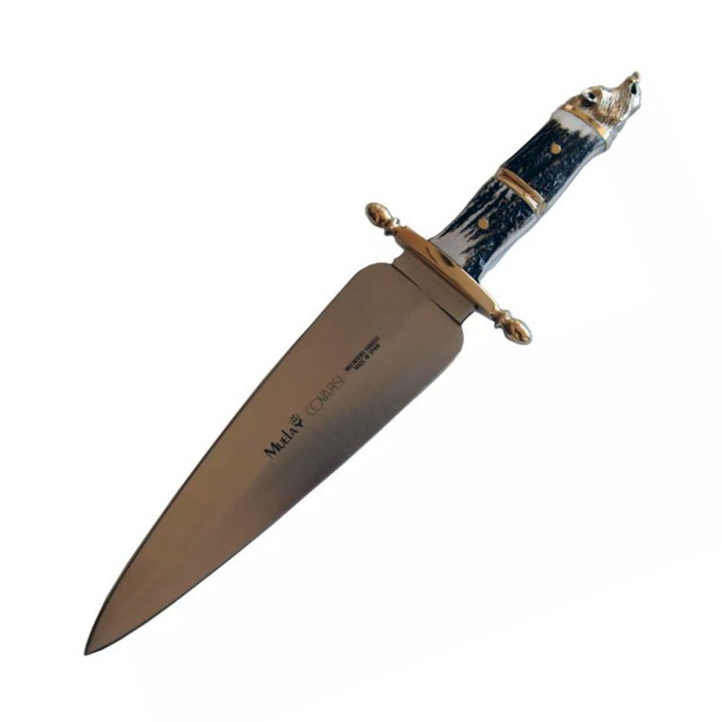Cuchillo COV-C (39cm), Latón y Asta de Ciervo (Molibdeno Vanadio) - Muela España - Frontal
