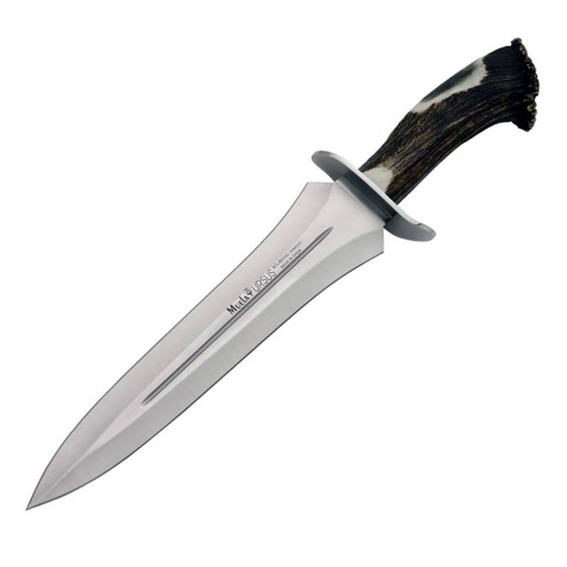 URSUS-25S Knife (15.75 in), Inox and Deer Stag Horn Handle (Molybdenum Vanadium) – Muela Spain – Front View