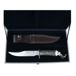ELEPHANT 16BF Knife (8.86 in), Brass & Deer Stag Horn Handle (Mo.Vanadium - 1.4116) – Muela Spain – Case