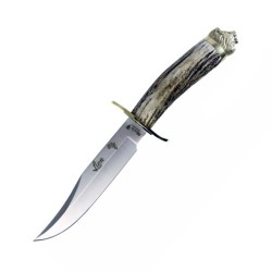 LION 16BF Knife (8.86 in), Brass & Deer Stag Horn Handle (Mo.Vanadium - 1.4116) – Muela Spain – Front View