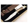Cuchillo RHINO 16BF (22,5 cm), Latón y Asta de Ciervo (Molibdeno Vanadio - 1.4116) - Muela España - Caja