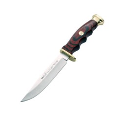 Cuchillo RANGER-12 (22,5 cm), Latón y Madera Prensada Coral (Molibdeno Vanadio) - Muela España - Frontal