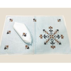 Embroidered Placemat-crests-brown-lagartera-toledo_collage