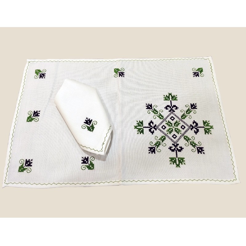 Embroidered Placemat-crests-green-lagartera-toledo_collage