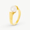 Anillo Perla Nuada - plata baño oro 18k - perla blanca redonda 7 mm (Majorica)