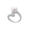 Selene Pearl Ring – Rhodium-Plated Silver – White Round Pearl 10 mm with Cubic Zirconia (Majorica)