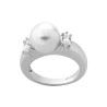 Anillo Perla Lilit - plata rodiada - perla blanca redonda 10 mm y circonitas (Majorica)