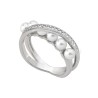 Exquisite Pearl Ring – Rhodium-Plated Silver – White Round Pearl 4 mm with Cubic Zirconia (Majorica)