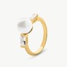 Anillo Perla Selene - plata baño oro 18k - perla blanca redonda 8 mm y circonitas (Majorica)