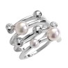 Pearl Ring Planet – Rhodium-Plated Silver – White Round Pearl 4 & 6 mm with Cubic Zirconia (Majorica)