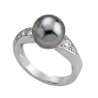 Anillo Perla Casiopea - plata rodiada - perla gris redonda 12 mm y circonitas (Majorica)