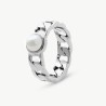 Pearl Ring Puffy Pearls – Rhodium-Plated Steel – White Round Pearl 6 mm (Majorica)