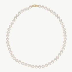 Lyra Pearl Necklace – 18k gold-plated silver – round white 10 mm pearl, 60 cm length (Majorica)