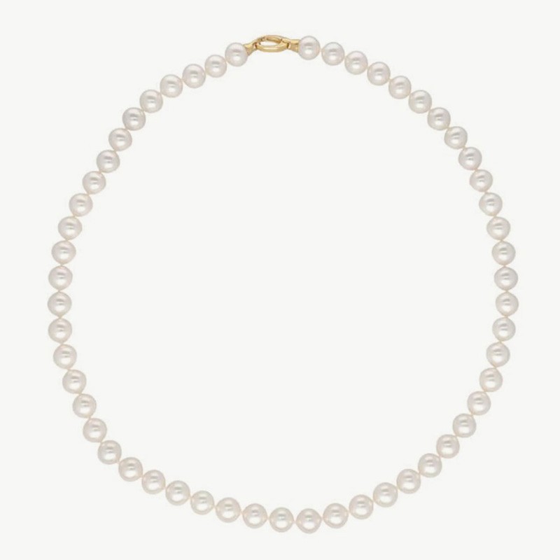 Collar Perla Lyra - plata baño oro 18k - perla blanca redonda 10 mm y 60 cm largo (Majorica)