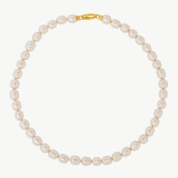 Collar Perla Agora - plata baño oro 18k - perla blanca barroca 8 mm y 45 cm largo (Majorica)