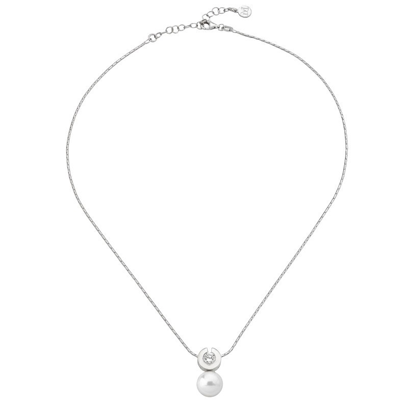Collar Perla Exquisite - plata rodiada - perla blanca redonda 10 mm y 42 cm largo con circonita (Majorica)