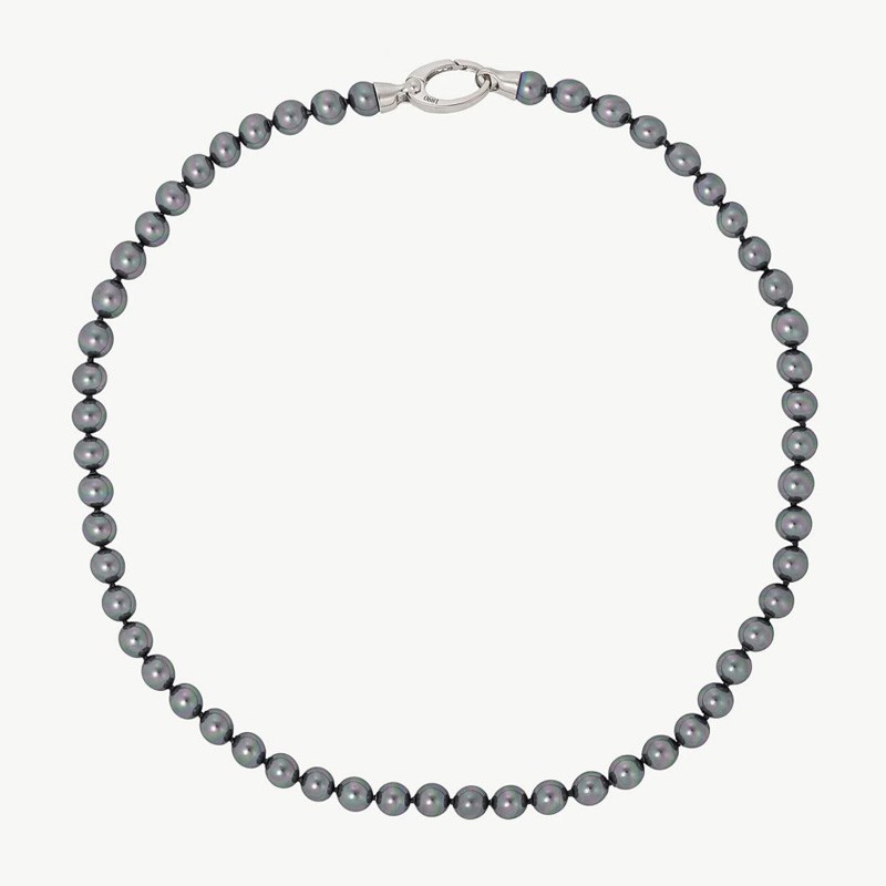 Collar Perla Lyra - plata rodiada - perla gris redonda 6 mm y 40 cm largo (Majorica)