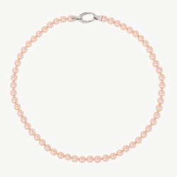 Collar Perla Lyra - plata rodiada - perla rosa redonda 6 mm y 40 cm largo (Majorica)