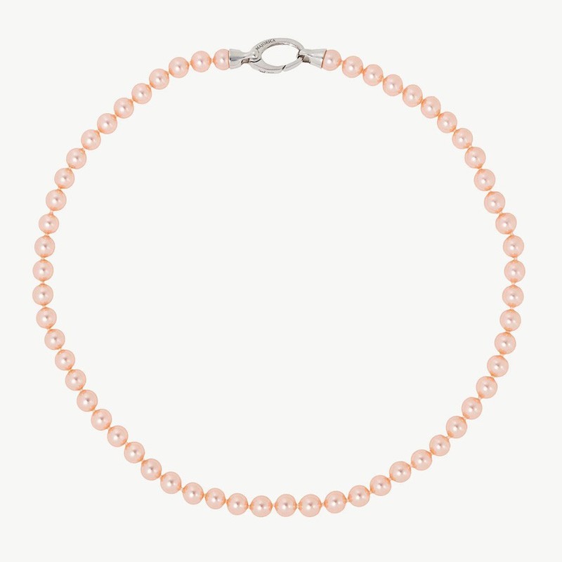 Collar Perla Lyra - plata rodiada - perla rosa redonda 6 mm y 40 cm largo (Majorica)