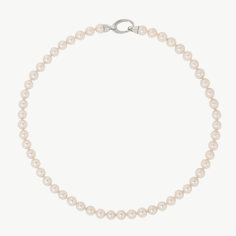 Collar Perla Lyra - plata rodiada - perla blanca redonda 6 mm y 40 cm largo (Majorica)