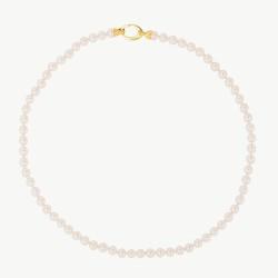 Lyra Pearl Necklace – 18k gold-plated silver – round white 6 mm pearl, 45 cm length (Majorica)