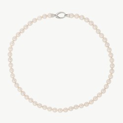 Collar Perla Lyra - plata rodiada - perla blanca redonda 7 mm y 45 cm largo (Majorica)