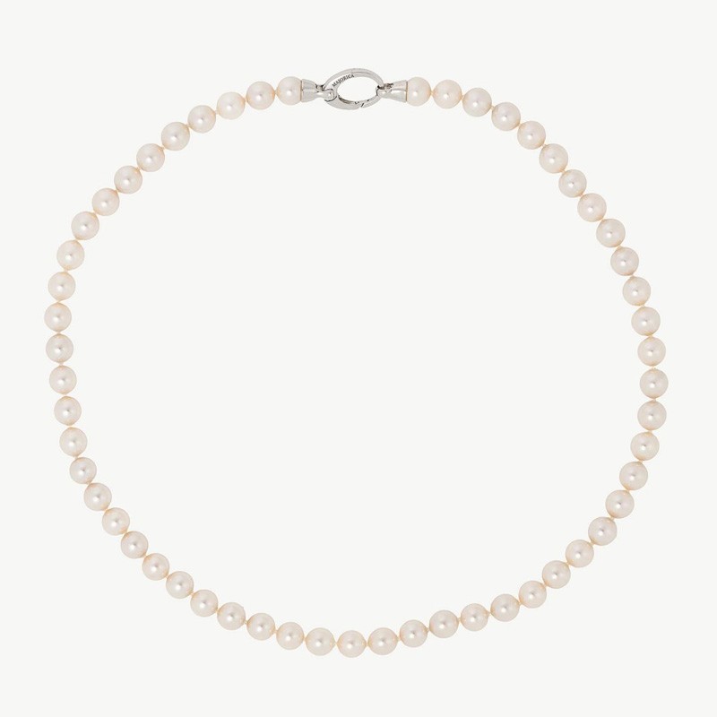 Collar Perla Lyra - plata rodiada - perla blanca redonda 7 mm y 45 cm largo (Majorica)