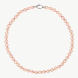Lyra Pearl Necklace – rhodium-plated silver – round pink 8 mm pearl, 45 cm length (Majorica)