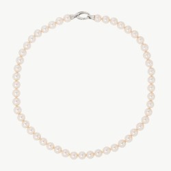 Collar Perla Lyra - plata rodiada - perla blanca redonda 8 mm y 45 cm largo (Majorica)