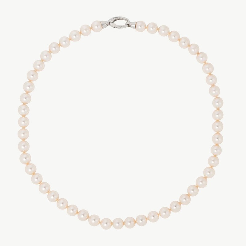 Collar Perla Lyra - plata rodiada - perla blanca redonda 8 mm y 45 cm largo (Majorica)