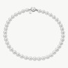 Lyra Pearl Necklace – rhodium-plated silver – round white 8 mm pearl, 45 cm length, pearl clasp (Majorica)