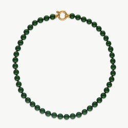 Collar Perla Grace - plata baño oro 18k - perla verde redonda 8 mm y 45 cm largo (Majorica)