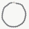 Lyra Pearl Necklace – rhodium-plated silver – round grey 10 mm pearl, 45 cm length (Majorica)