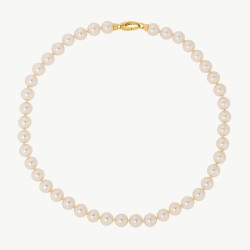 Lyra Pearl Necklace – 18k gold-plated silver – round white 10 mm pearl, 45 cm length (Majorica)