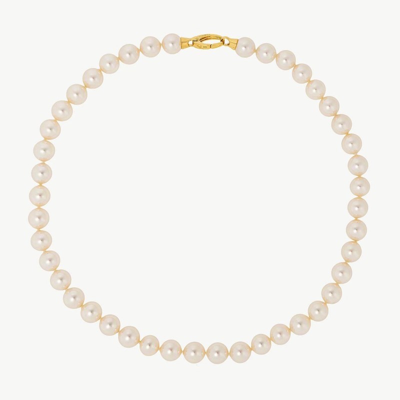 Lyra Pearl Necklace – 18k gold-plated silver – round white 10 mm pearl, 45 cm length (Majorica)