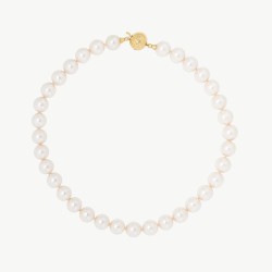 Collar Perla Lyra - plata baño oro 18k - perla blanca redonda 12 mm y 45 cm largo (Majorica)