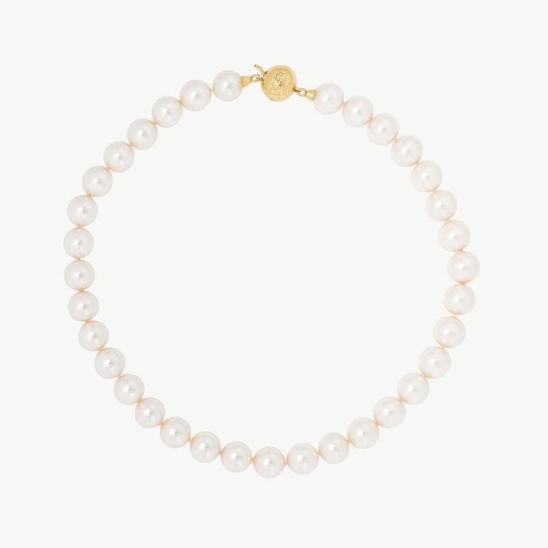 Collar Perla Lyra - plata baño oro 18k - perla blanca redonda 12 mm y 45 cm largo (Majorica)