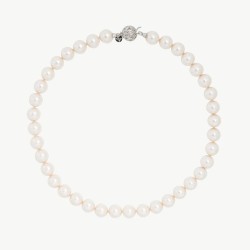 Collar Perla Esfera - plata rodiada - perla blanca redonda 12 mm y 50 cm largo (Majorica)