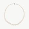 Collar Perla Degradé - plata rodiada - perla blanca redonda 6-12 mm y 45 cm largo (Majorica)